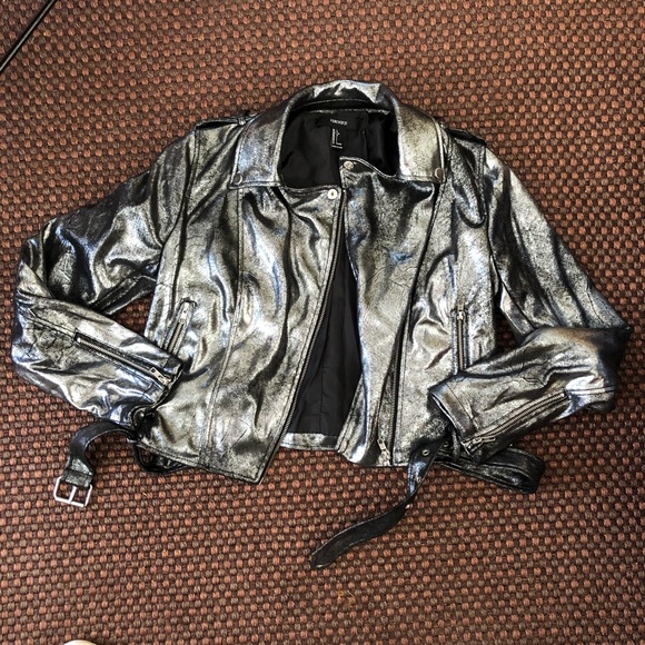 F21 silver moto jacket - Picture 1 of 4